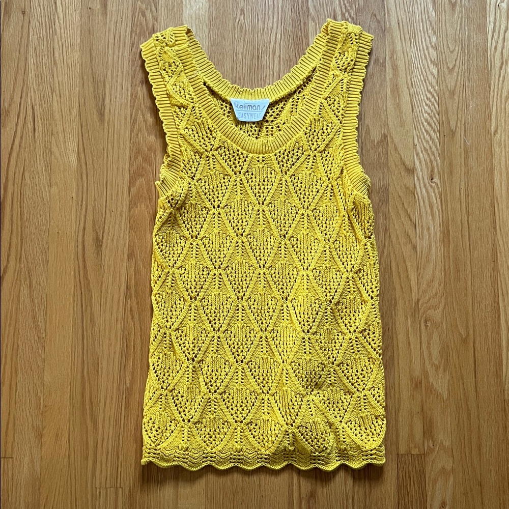 Reitmans Yellow Knit Cotton Sleeveless Summer Tank Top Vest Size Medium